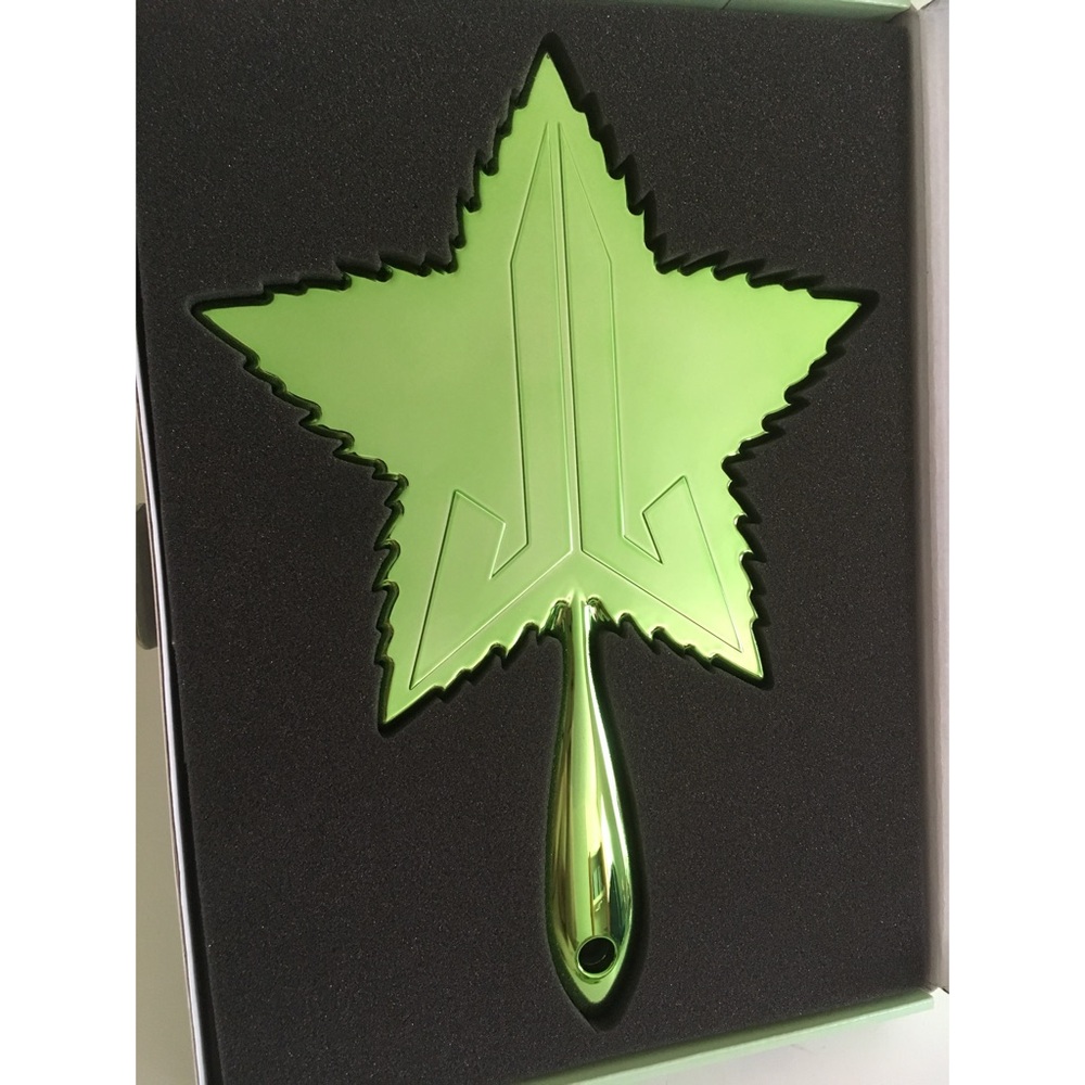 NIB Jeffree Star Green Chrome Leaf Hand Mirror